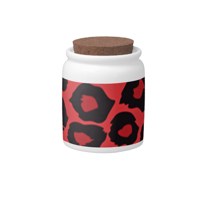 RAB Rockabilly Leopard Print Red Black Candy Jar (Front)
