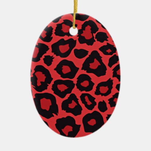 RAB Rockabilly Leopard Print Red Black Ceramic Ornament