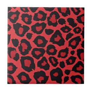 RAB Rockabilly Leopard Print Red Black Ceramic Tile