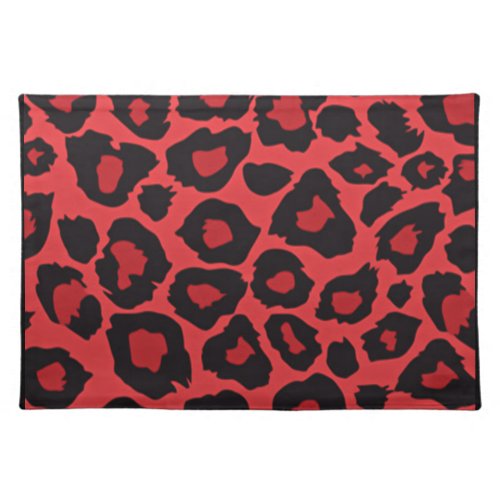 RAB Rockabilly Leopard Print Red Black Cloth Placemat