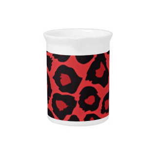 RAB Rockabilly Leopard Print Red Black Drink Pitcher