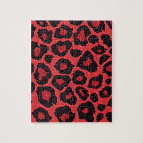 RAB Rockabilly Leopard Print Red Black Jigsaw Puzzle