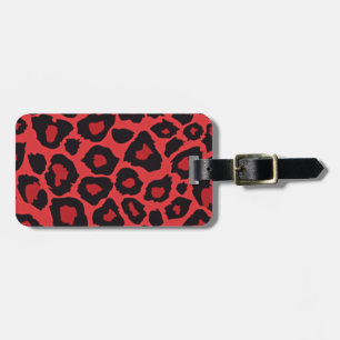 RAB Rockabilly Leopard Print Red Black Luggage Tag