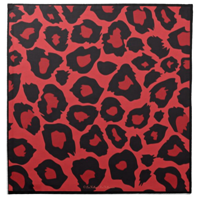 RAB Rockabilly Leopard Print Red Black Napkin (Front)
