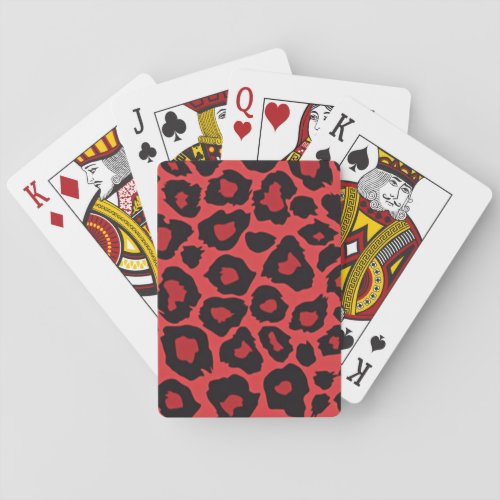 RAB Rockabilly Leopard Print Red Black Playing Cards