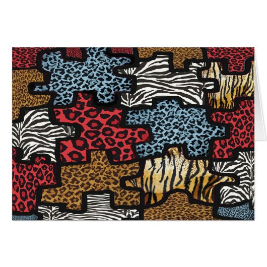 RAB Rockabilly Leopard Zebra Puzzle Print Gifts Cards (Front Horizontal)