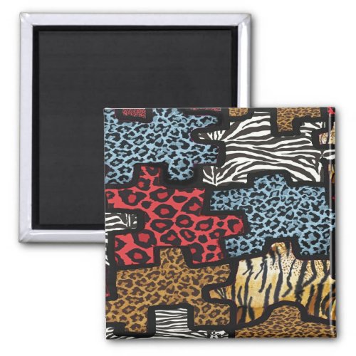 RAB Rockabilly Leopard Zebra Puzzle Print Gifts Magnet