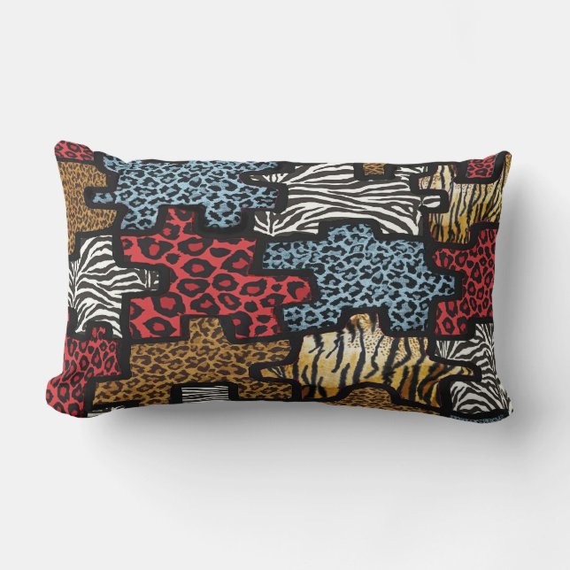 RAB Rockabilly Leopard Zebra Puzzle Print  Pillow (Front)