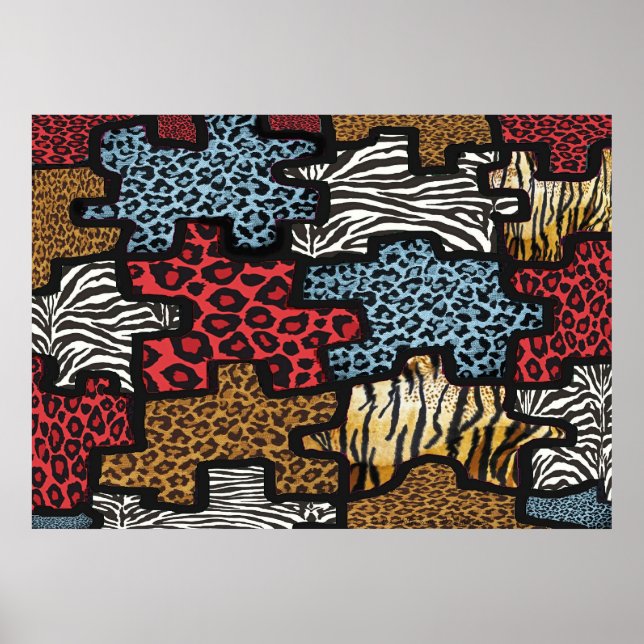 RAB Rockabilly Leopard Zebra Puzzle Print Poster (Front)