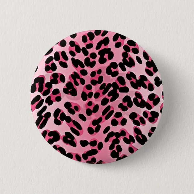 RAB Rockabilly Pink Cheetah Print Button (Front)