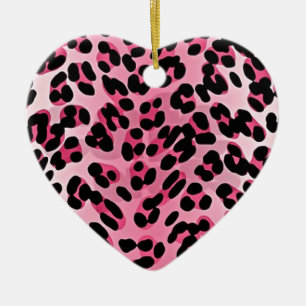 RAB Rockabilly Pink Cheetah Print Ceramic Ornament