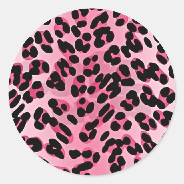 RAB Rockabilly Pink Cheetah Print Classic Round Sticker (Front)