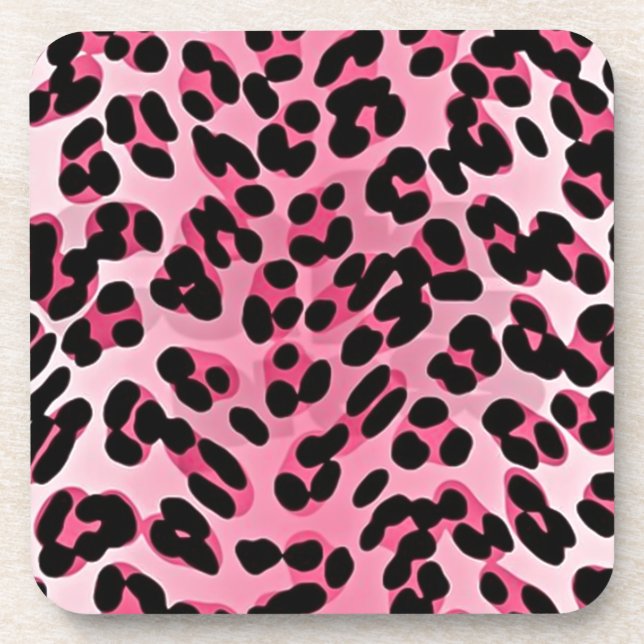 RAB Rockabilly Pink Cheetah Print Coaster (Front)