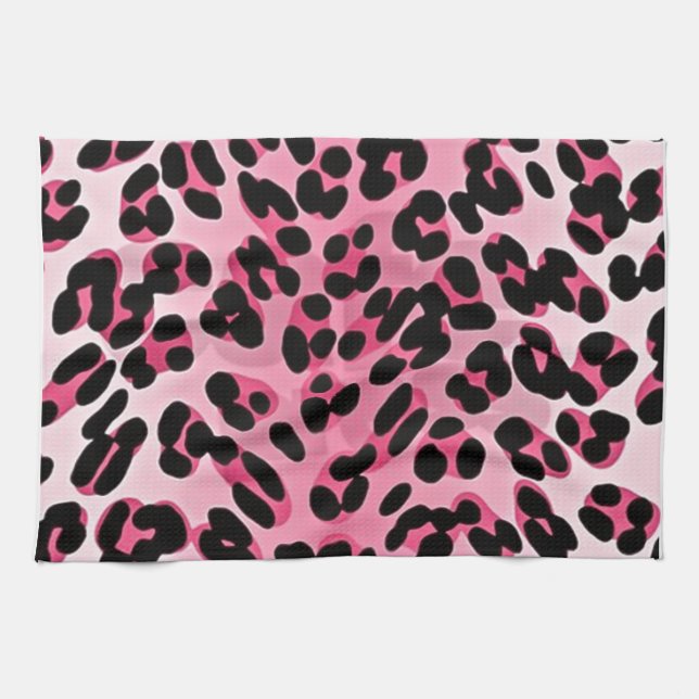 RAB Rockabilly Pink Cheetah Print Kitchen Towel (Horizontal)