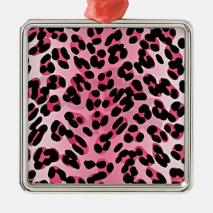RAB Rockabilly Pink Cheetah Print Metal Ornament