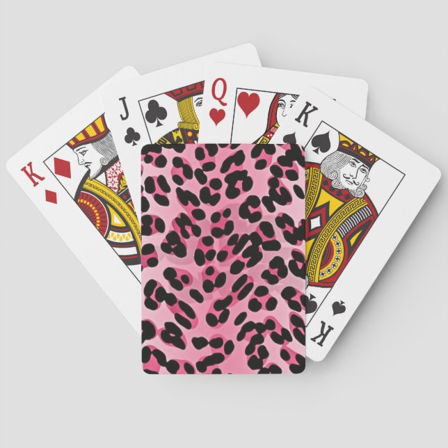 RAB Rockabilly Pink Cheetah Print Poker Cards (Back)