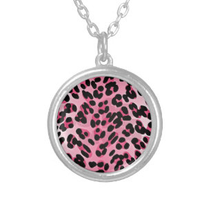 RAB Rockabilly Pink Cheetah Print Silver Plated Necklace