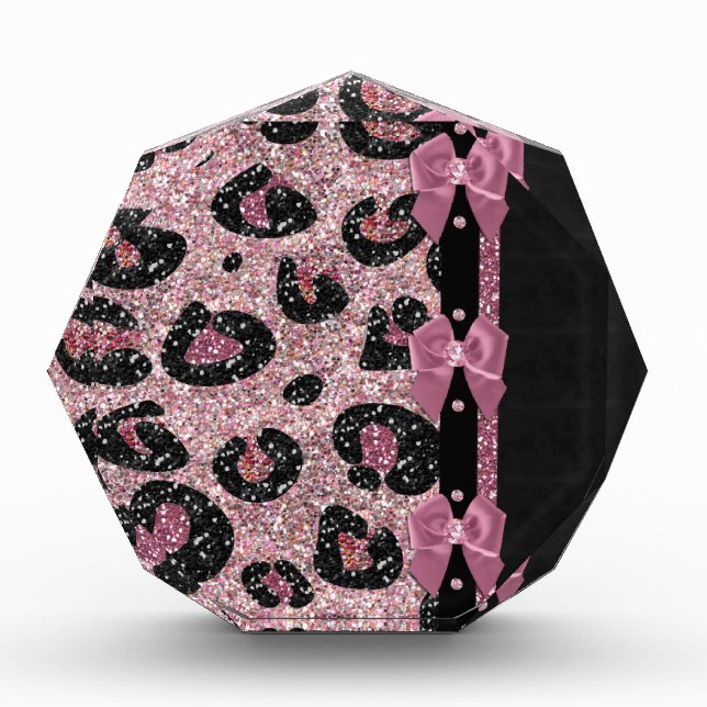 RAB Rockabilly Pink Leopard Print Ribbon Bows Acrylic Award (Front)