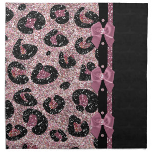 RAB Rockabilly Pink Leopard Print Ribbon Bows Napkin