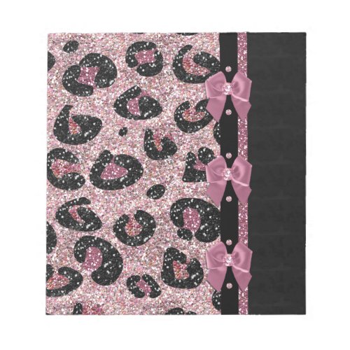 RAB Rockabilly Pink Leopard Print Ribbon Bows Notepad