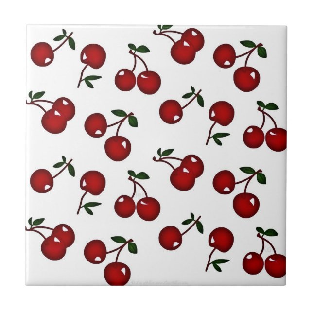 RAB Rockabilly Red Cherries on White Tile (Front)