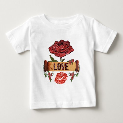 RAB Rockabilly Roses Love  Lipstick Baby T_Shirt