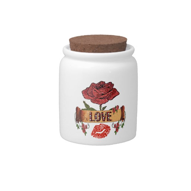 RAB Rockabilly Roses, Love & Lipstick Candy Jar (Front)