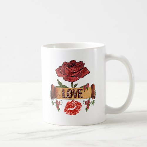 RAB Rockabilly Roses Love  Lipstick Coffee Mug