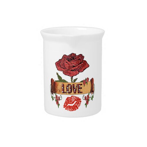 RAB Rockabilly Roses Love  Lipstick Drink Pitcher