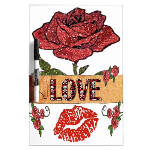 RAB Rockabilly Roses Love  Lipstick Dry_Erase Board