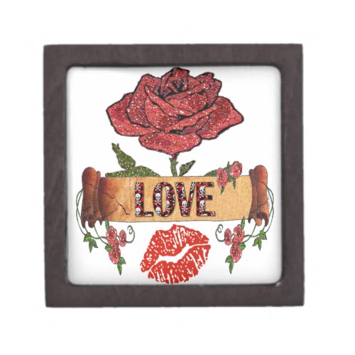 RAB Rockabilly Roses Love  Lipstick Jewelry Box
