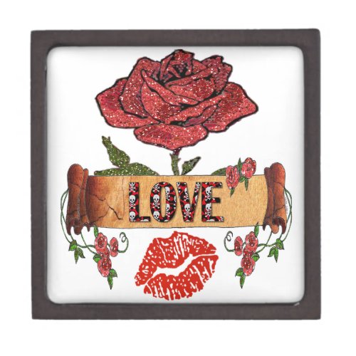 RAB Rockabilly Roses Love  Lipstick Jewelry Box