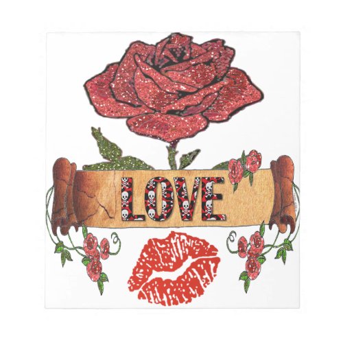 RAB Rockabilly Roses Love  Lipstick Notepad