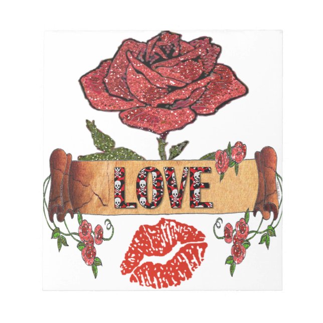 RAB Rockabilly Roses, Love & Lipstick Notepad (Front)