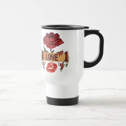 RAB Rockabilly Roses Love  Lipstick Travel Mug