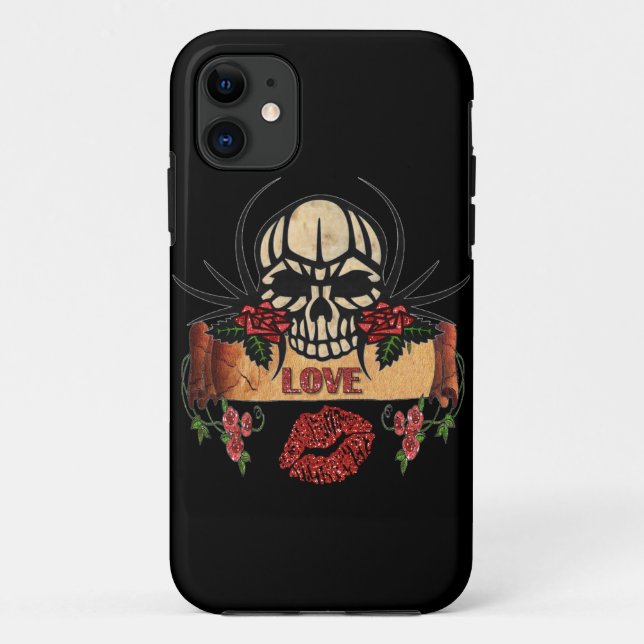 RAB Rockabilly Skull Roses Love Lipstick Case-Mate iPhone Case (Back)