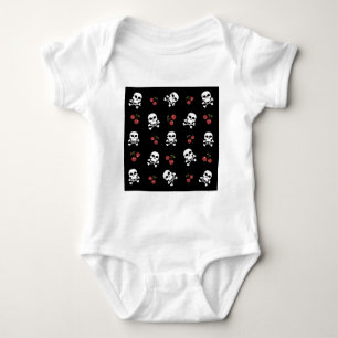RAB Rockabilly Skulls and Cherries on Black Baby Bodysuit