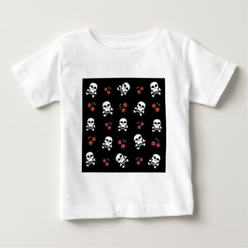 RAB Rockabilly Skulls and Cherries on Black Baby T_Shirt