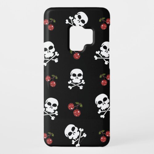 RAB Rockabilly Skulls and Cherries on Black Case_Mate Samsung Galaxy S9 Case