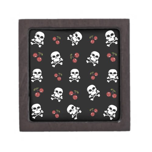 RAB Rockabilly Skulls and Cherries on Black Jewelry Box