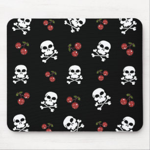 RAB Rockabilly Skulls and Cherries on Black Mouse Pad