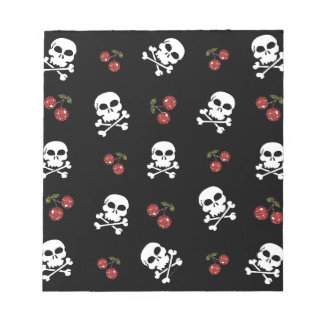 RAB Rockabilly Skulls and Cherries on Black Notepad