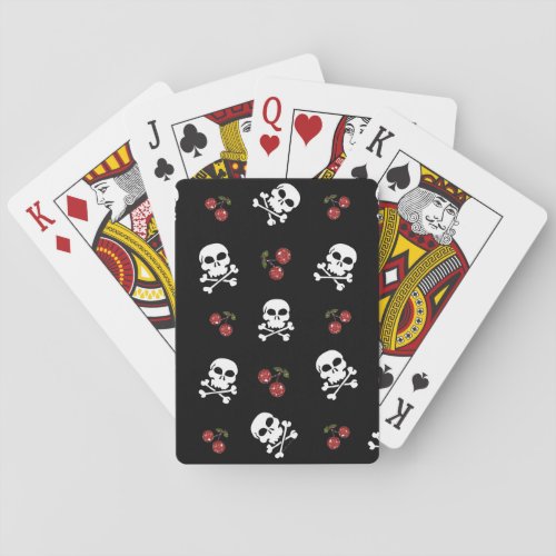 RAB Rockabilly Skulls and Cherries on Black Playing Cards