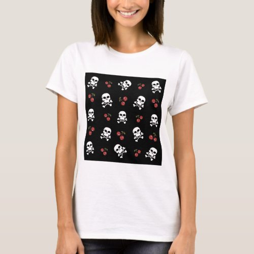 RAB Rockabilly Skulls and Cherries on Black T_Shirt
