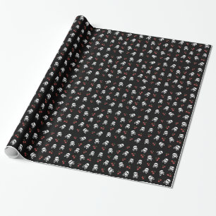 RAB Rockabilly Skulls and Cherries on Black Wrapping Paper