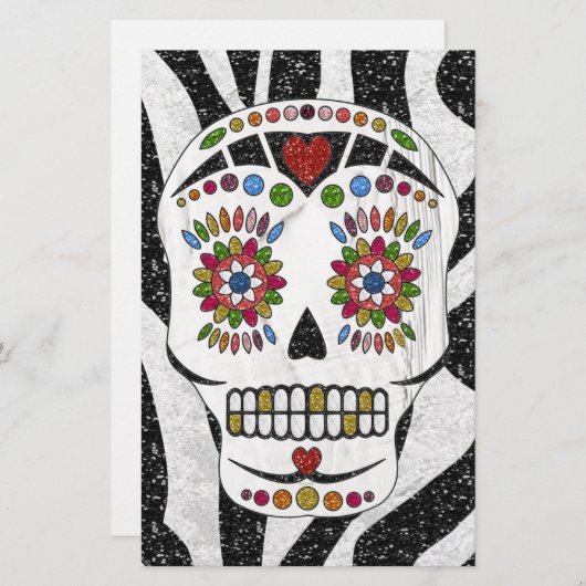 RAB Rockabilly Sugar Skull on Zebra Print (Front/Back)