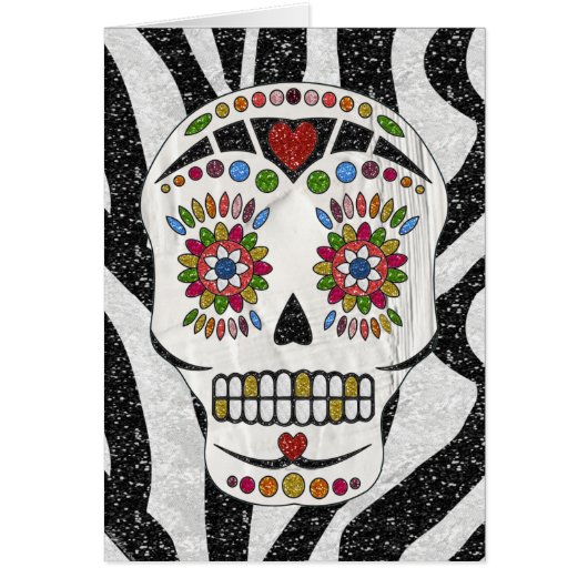 RAB Rockabilly Sugar Skull on Zebra Print Cards (Front)