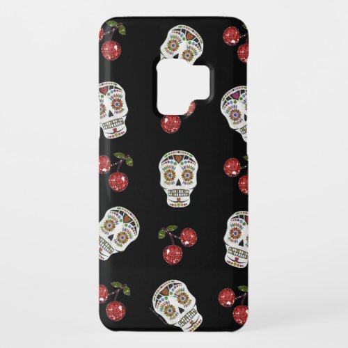 RAB Rockabilly Sugar Skulls Cherries On Black Case_Mate Samsung Galaxy S9 Case