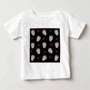 RAB Rockabilly Sugar Skulls Roses On Black Baby T-Shirt
