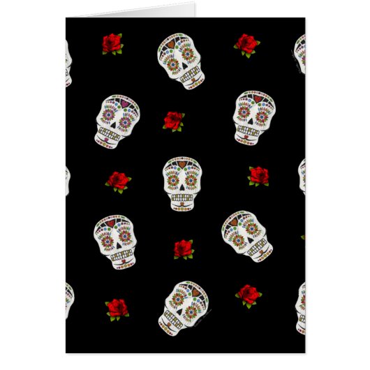 RAB Rockabilly Sugar Skulls Roses On Black Cards (Front)